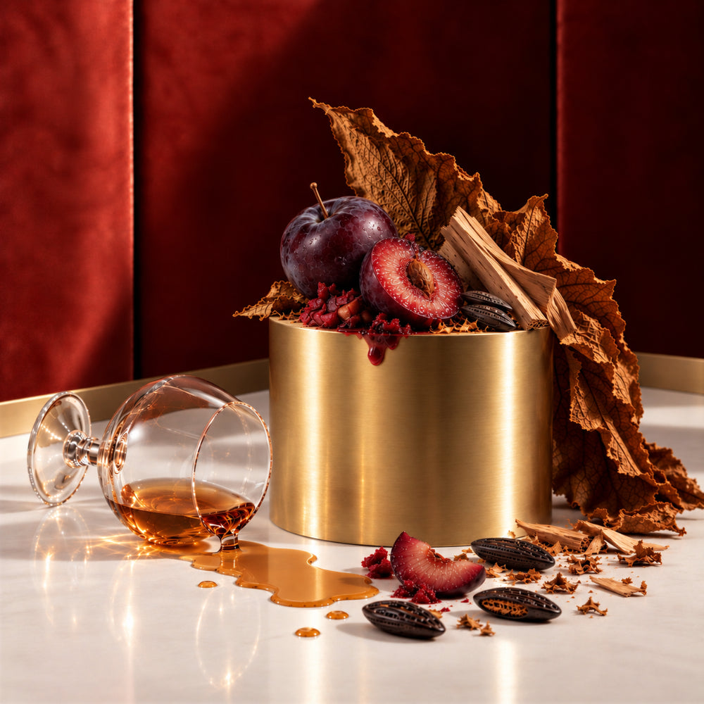 Bougie parfumée Saint Songe de 180 grammes dans son pot en verre rouge et son étiquette ivoire et or